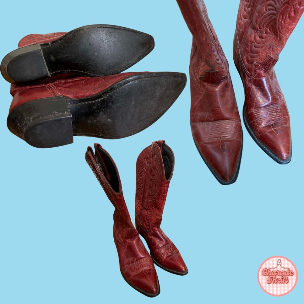Laredo - Vintage Red/Burgundy Cowboy Boots - Picture 2 of 3